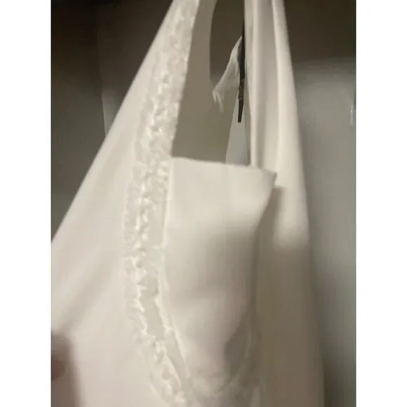 Zara Women's White Sleeveless Faux Pearl Beaded Detail A-Line Mini Dress Size M - Picture 7 of 10